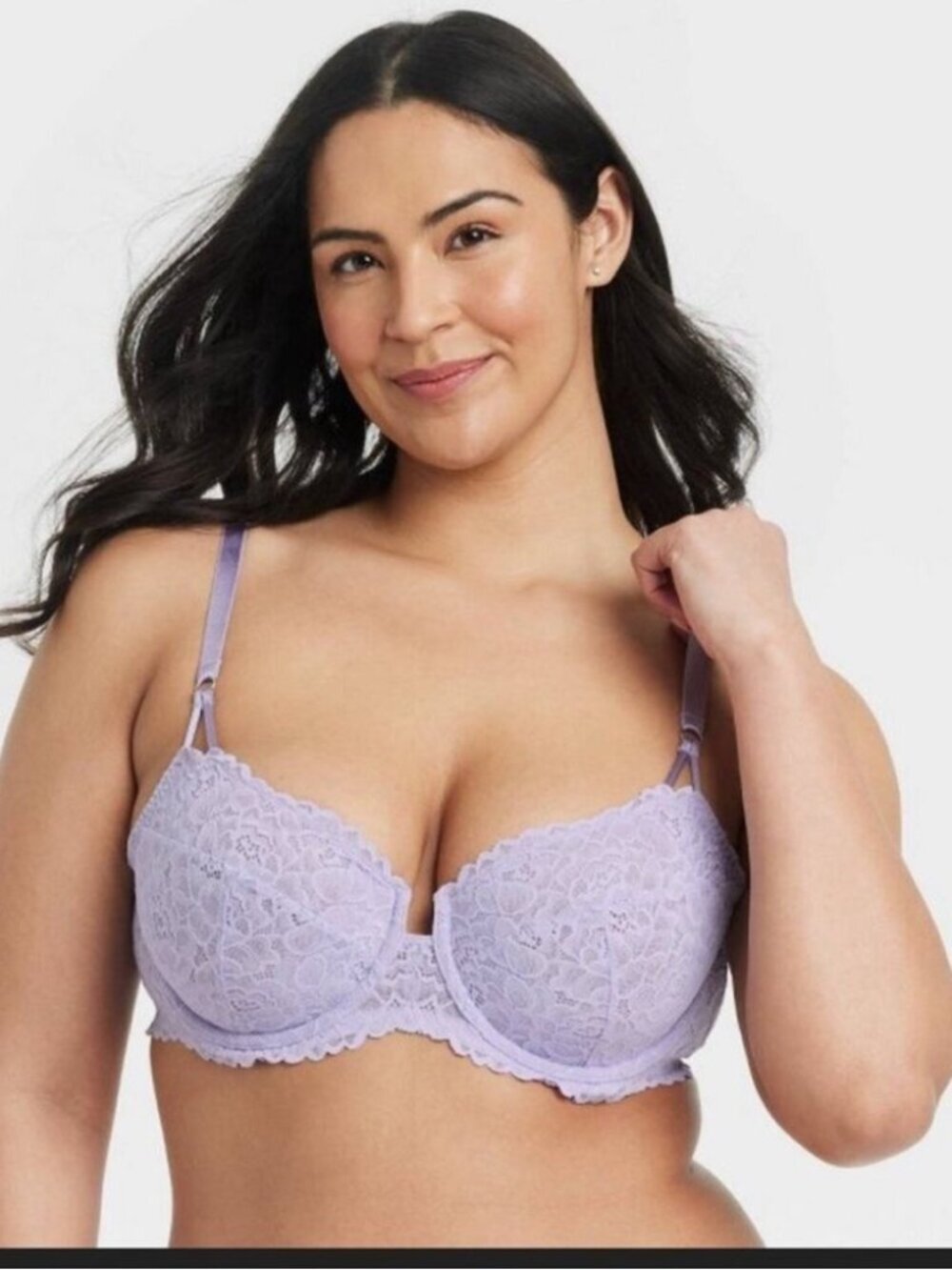 Auden Lace Sheer Unlined Balconette Bra Lavender Size 44D | NWT